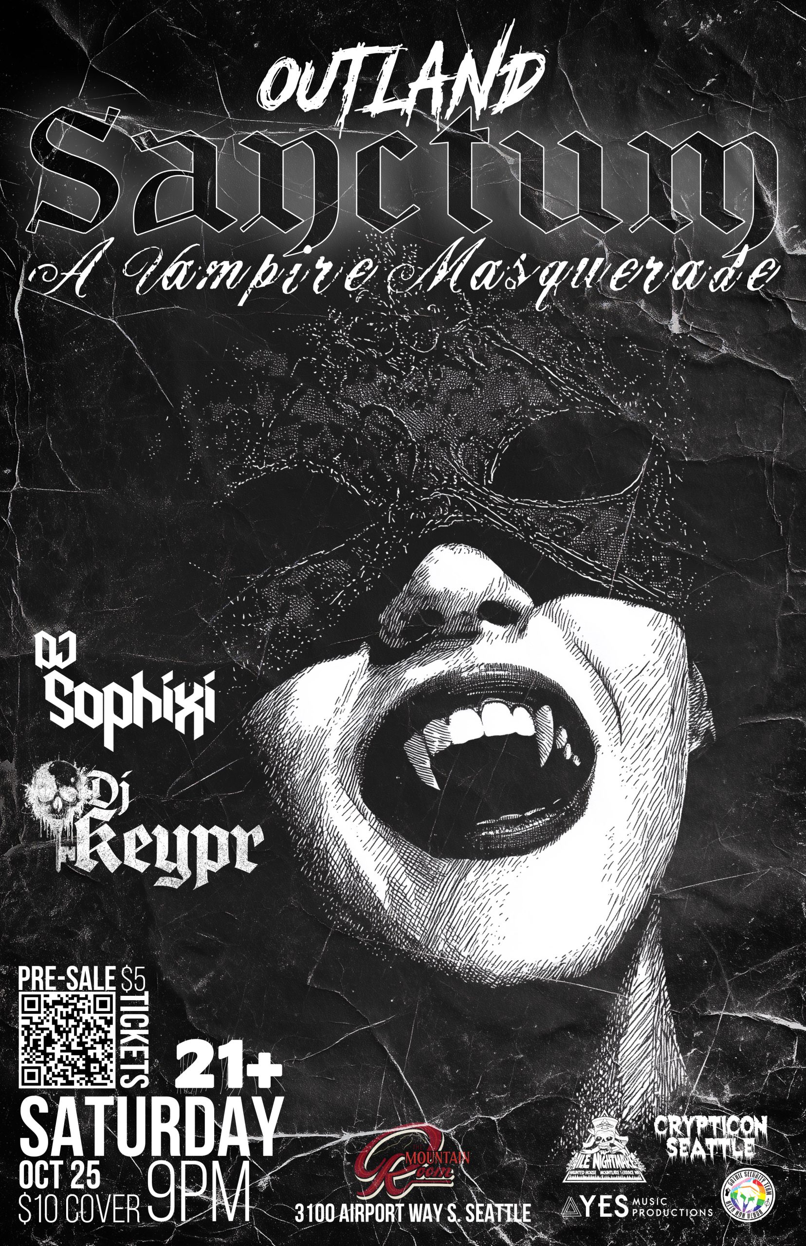 October 25th – OUTLAND: SANCTUM A VAMPIRE Masquerade w/ DJ Sophixi & DJ Keypr